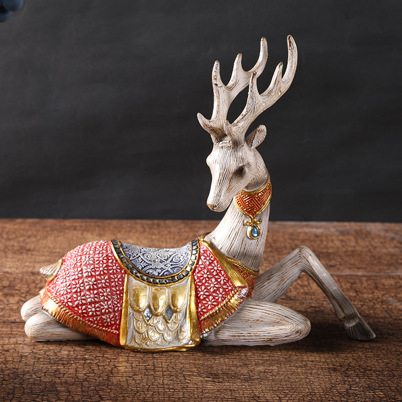 Painted Lovers Deer Creative Home Living Room Study Chinese Decoration Resin Crafts Wholesale details Picture