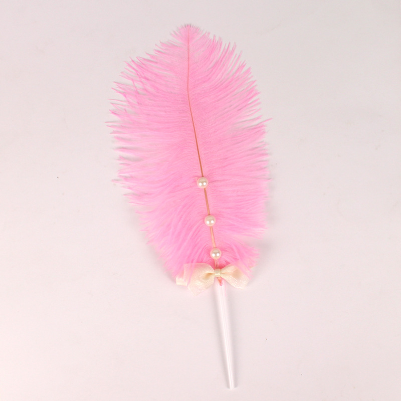 Baked Cake Decoration Natural Pearl Ostrich Feather Plug-In Card Beautiful Simple Birthday Dessert Decoration Item Picture