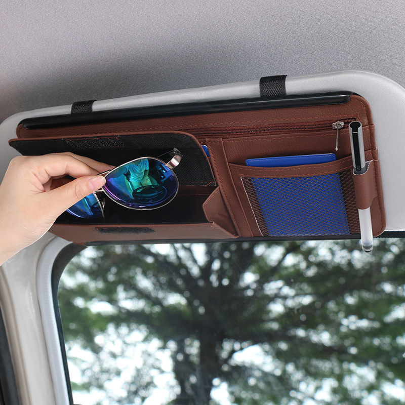 汽车遮阳挡 眼镜盒 证件票据夹车载胶框拉链款多功能卡片包收纳包详情图3