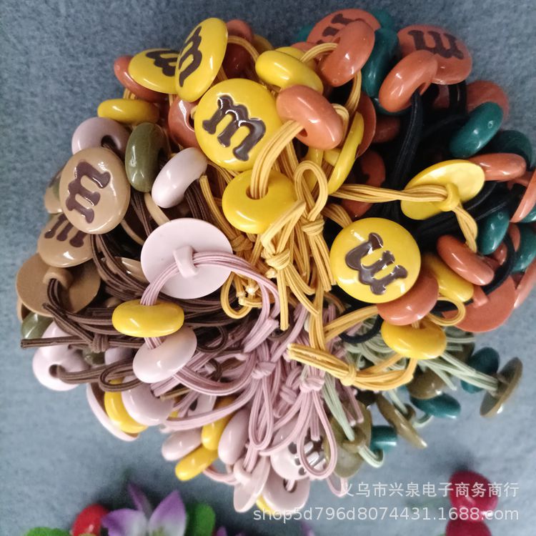No. 122 hair tie, M bean hair tie, Korean style, ins white crystal, Korean-style female hair tie, rubber band, forest-style simple hair tie, leather case, 1 yuan headwear Specification image
