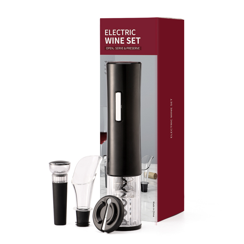 Factory Can Print Christmas Tree Pattern Labor Saving 4 In 1 Pour Wine Vacuum Plug Electric Wine Bottle Opener Set Gift Box Item Picture