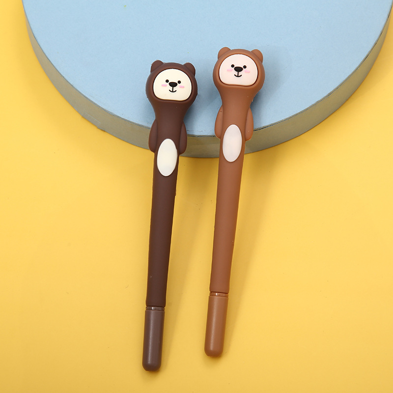 韩国文具全硅胶小熊中性笔 学生卡通中性水笔 卡通速干笔厂家批发