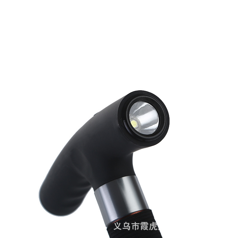 厂家直销铝合金T型二节折叠老人杖多功能带灯四脚杖【DS8712】细节图