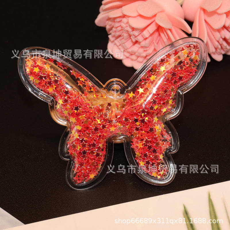 PVC cartoon transparent flowing sand golden light sheet DIY butterfly handmade jewelry accessories, car clothing pendant accessories details Picture