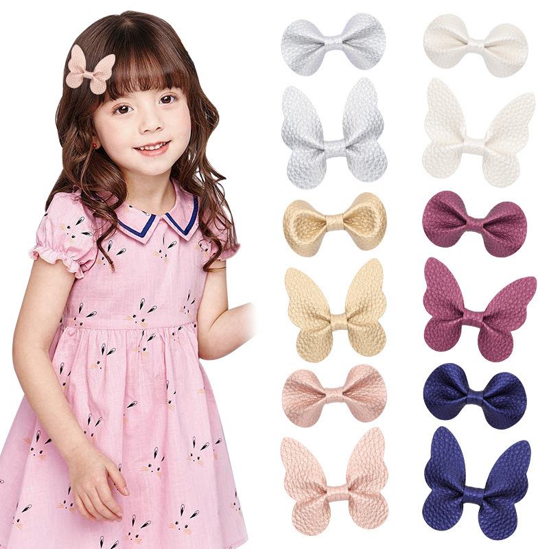Ins Lychee Butterfly Hairpin 91208 Cross-Border Creative New Children's Hair Accessories Solid Color Round Ear Bangs Clip Specification drawing
