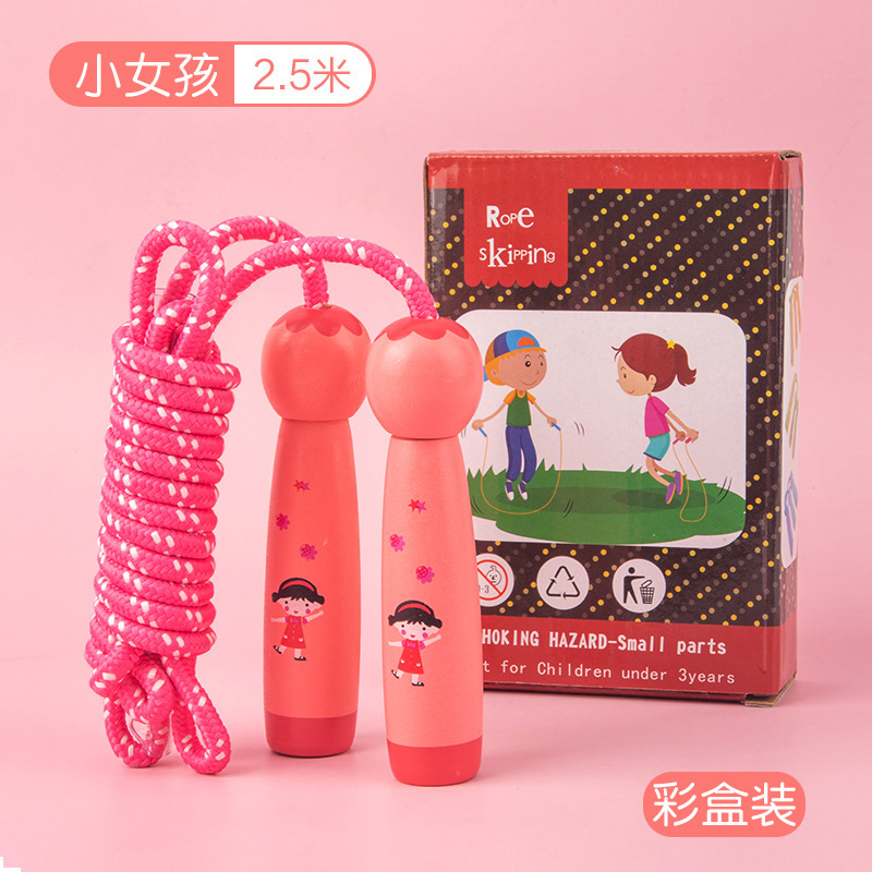 Rts-004 Wooden Skipping Rope Children's Toys Elementary School Physical Education Exam Beginner Boys And Girls Skipping Rope Kindergarten Application Scenario