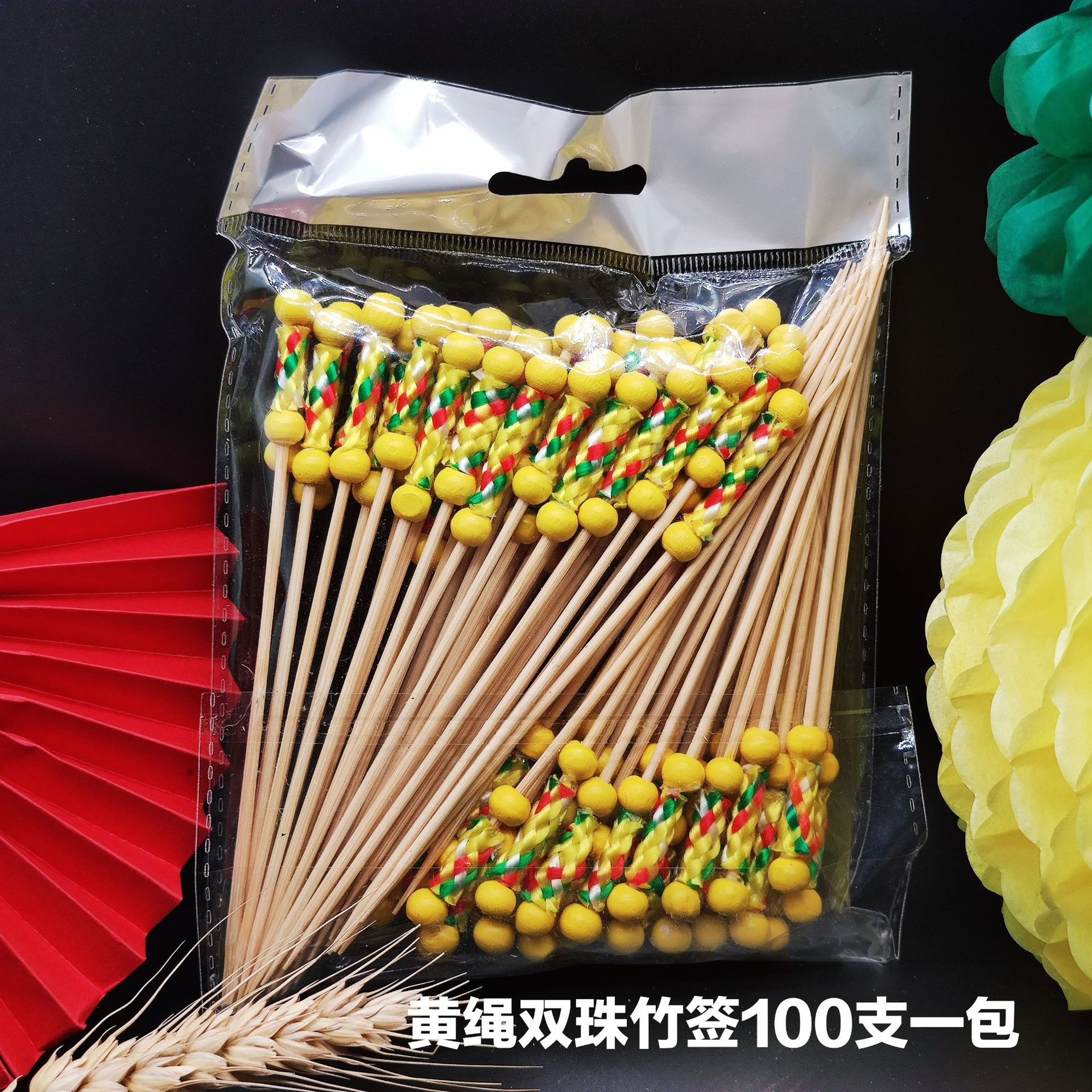 厂家供应一次性竹制水果签艺术果签心形鸡尾酒装饰竹签珠串寿司详情图2