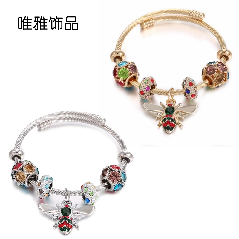 Oly Magic Bracelet 6780 Cross-Border Explosive Amazon Hot Classic Bee Stainless Steel Bracelet Colorful Bee Hand Jewelry Wholesale