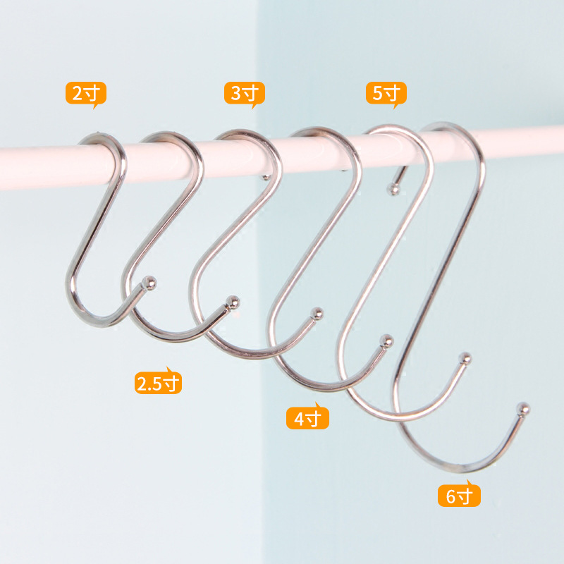 日本JM.1001.金属S形挂钩.2寸电镀铁丝S钩.5枚入