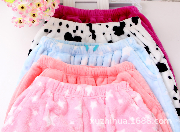 2020新款/家居服保暖加/珊瑚绒女睡裤细节图