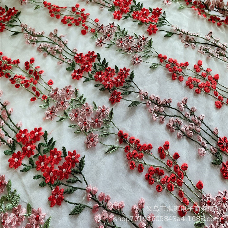 Factory direct sales of home textile accessories, embroidered long strip fabrics, skirts, wedding dresses, window screens, lace accessories, customized Item Picture