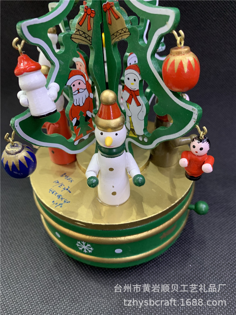 厂家圣诞树带挂件木制发条式质音乐盒 音乐铃 八音盒详情图5