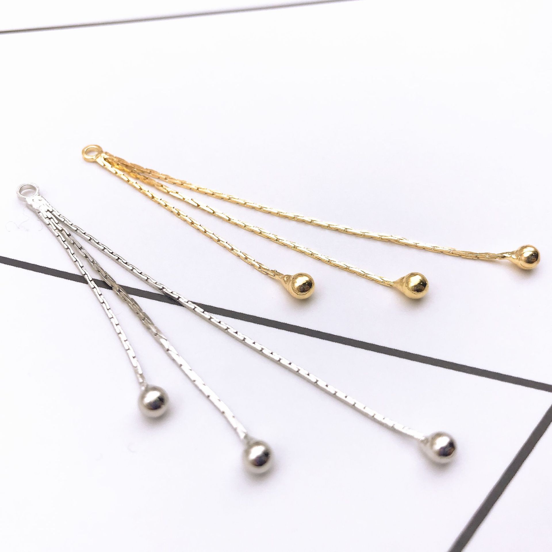 Basic gold wire chain with copper bead tassel earrings chain accessories DIY gradient length earrings and pendant materials X20 full figure