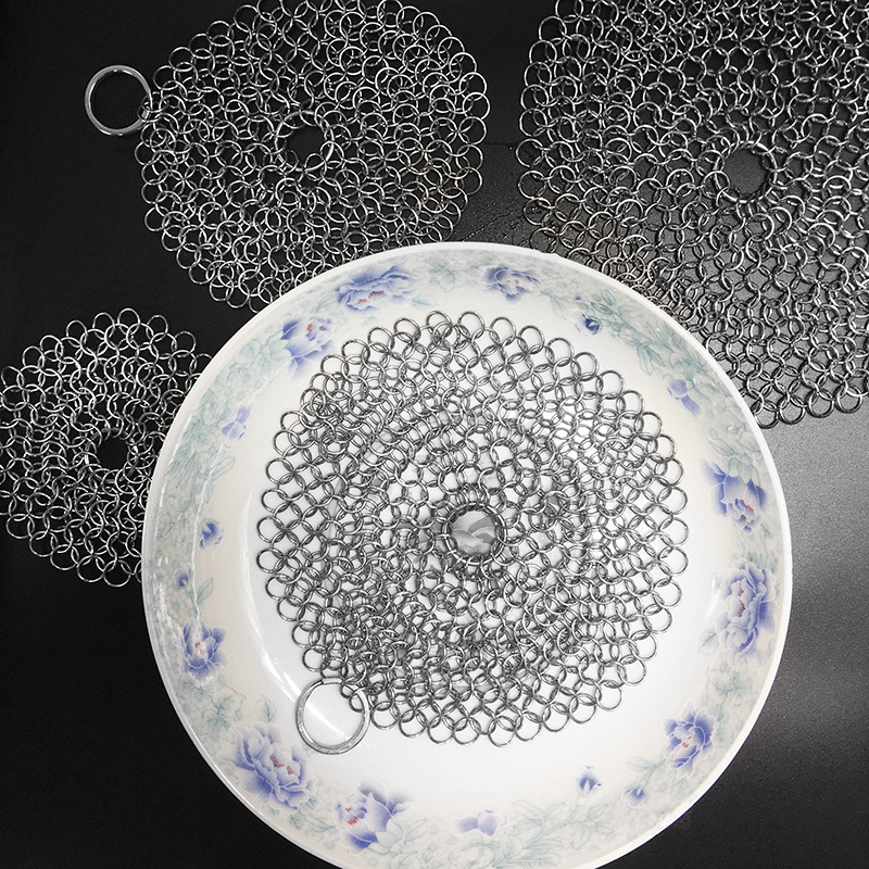 316 Stainless Steel Brush Pan Mesh Kitchen Supplies Steel Ball Dish Washing Machine Can Not Clean Slag Wash Pan Brush Specification drawing