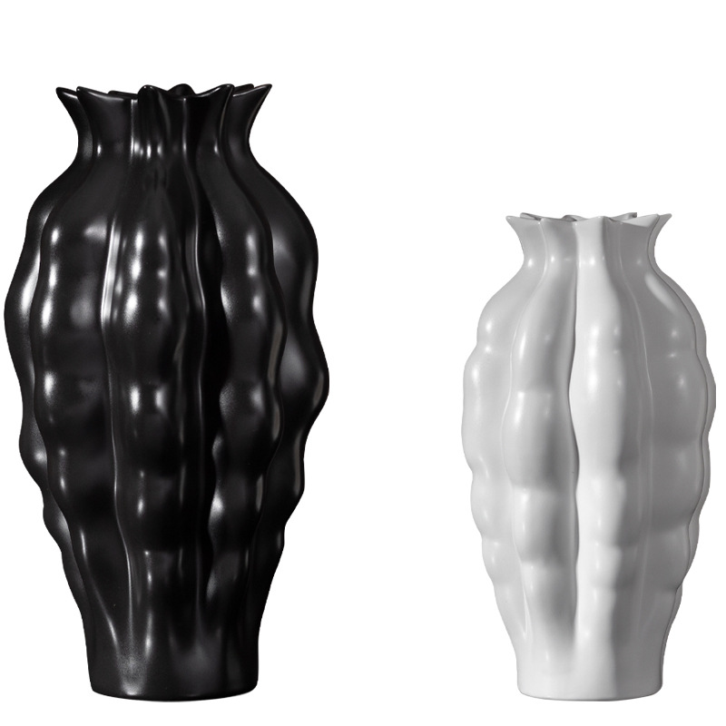陶瓷花瓶家居/陶瓷摆件/黑白花瓶白底实物图