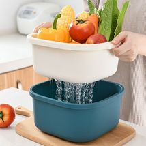 Y176-501双层镂空水果盆洗水果沥水篮家用水果篮创意塑料洗菜篮厨房洗菜盆