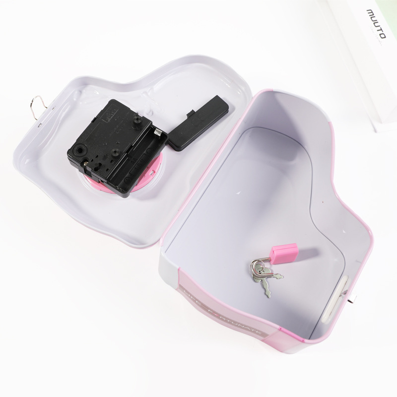 New Back-To-School Gifts Shoes Alarm Clock Piggy Bank Kindergarten Gift Ideas Locking Tinplate Piggy Bank Specification drawing