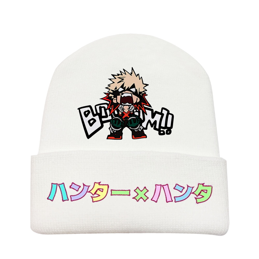 Autumn and winter new my hero Academy day cartoon knitted cap Korean version of everything stretch velvet hat pattern DIY