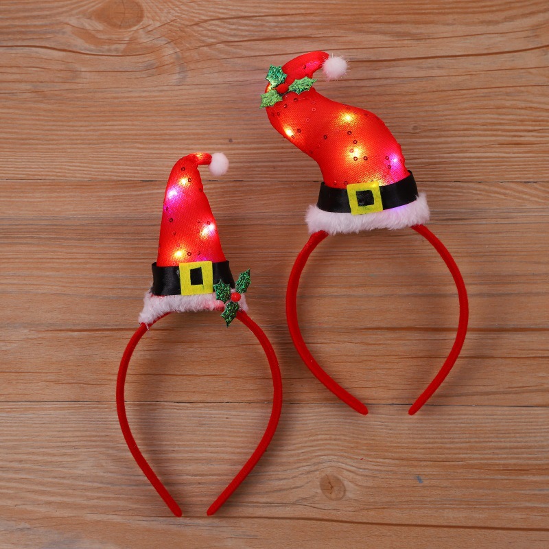New Luminous Christmas Hat Headband Luminous Bow Tie Christmas Headband Adult Children Gift Christmas Headband details Picture