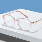 防蓝光眼镜女复古优雅透明黑色圆脸合金全框架眼镜框可配近视眼镜