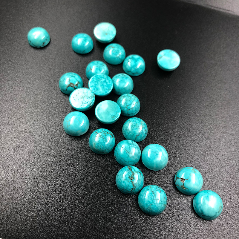 Natural Turquoise Raw Mineral Loose Bead Ring Surface Bare Stone Processing Round Gem Jewelry Accessories Turquoise Raw Stone Pendant Application Scenario