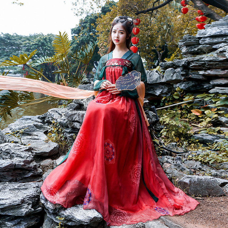 春季汉服女成人传统古装中国风改良超仙飘逸重工刺绣齐胸襦裙女装