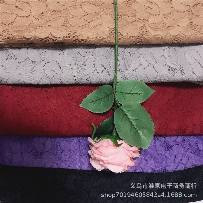 Factory direct sales of brocade lace fabric, purple gold flower elastic fabric, clothing, lace, window screen, dresses, underwear Specification image