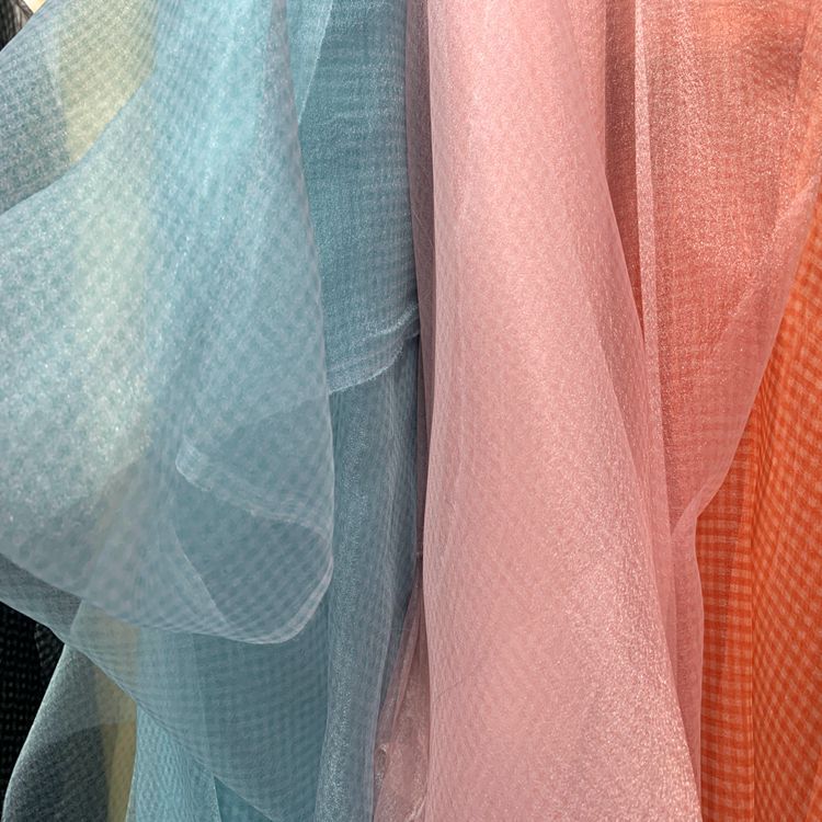 New polyester small checkered clothing, puffy skirt fabric, headwear, hair accessories, toy fabric, fine bubble gauze checkered fabric