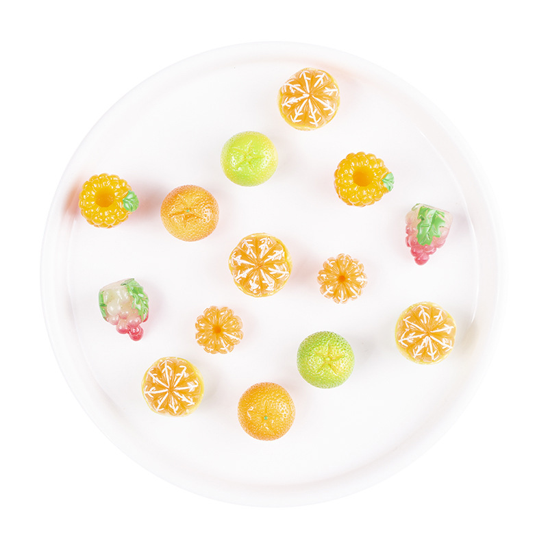 Resin accessories, simulated three-dimensional fruits, oranges, grapes, diy jewelry accessories, creative earrings, keychains, pendants Item Picture