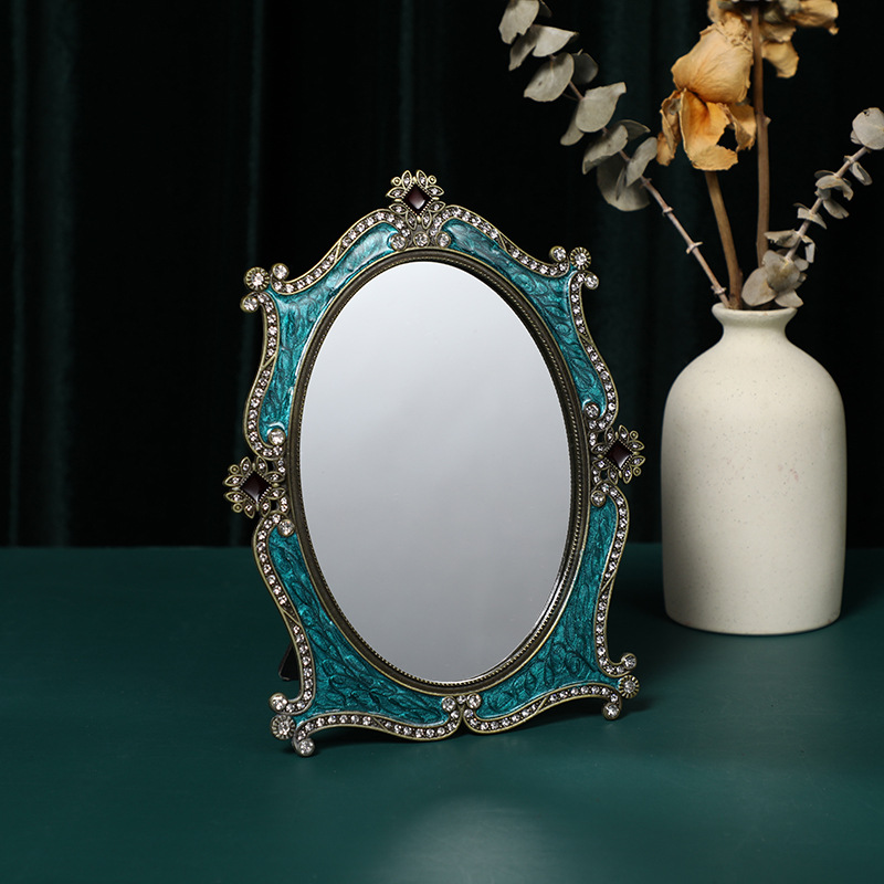 Wedding gift mirror, bride's retro European-style makeup mirror, table-style Russian princess dressing mirror, exotic style wholesale Specification image