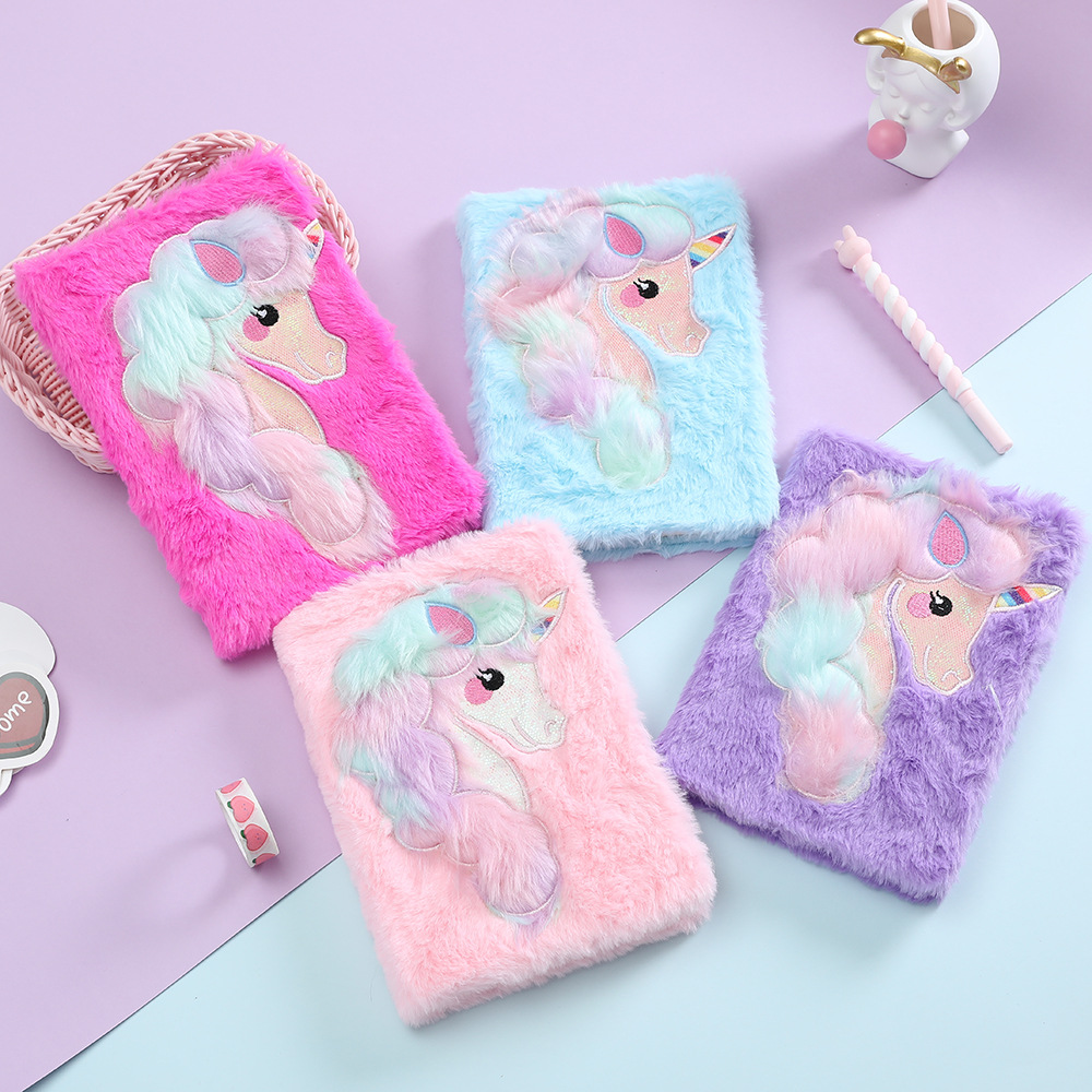 Blue Balloon Unicorn plush Notebook, Girl's writing notebook, Children's Cartoon Notebook, Birthday gift
