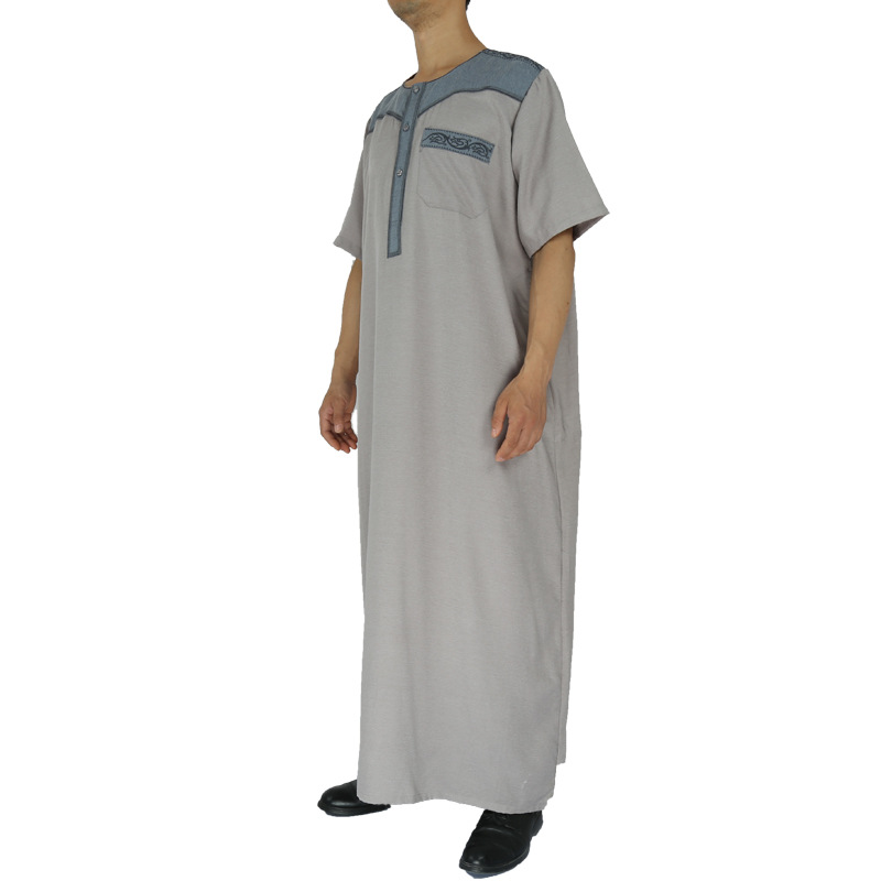 2022 Morocco new men's short sleeve cotton and linen cross-border wholesale platform for Arab robes Application Scenario