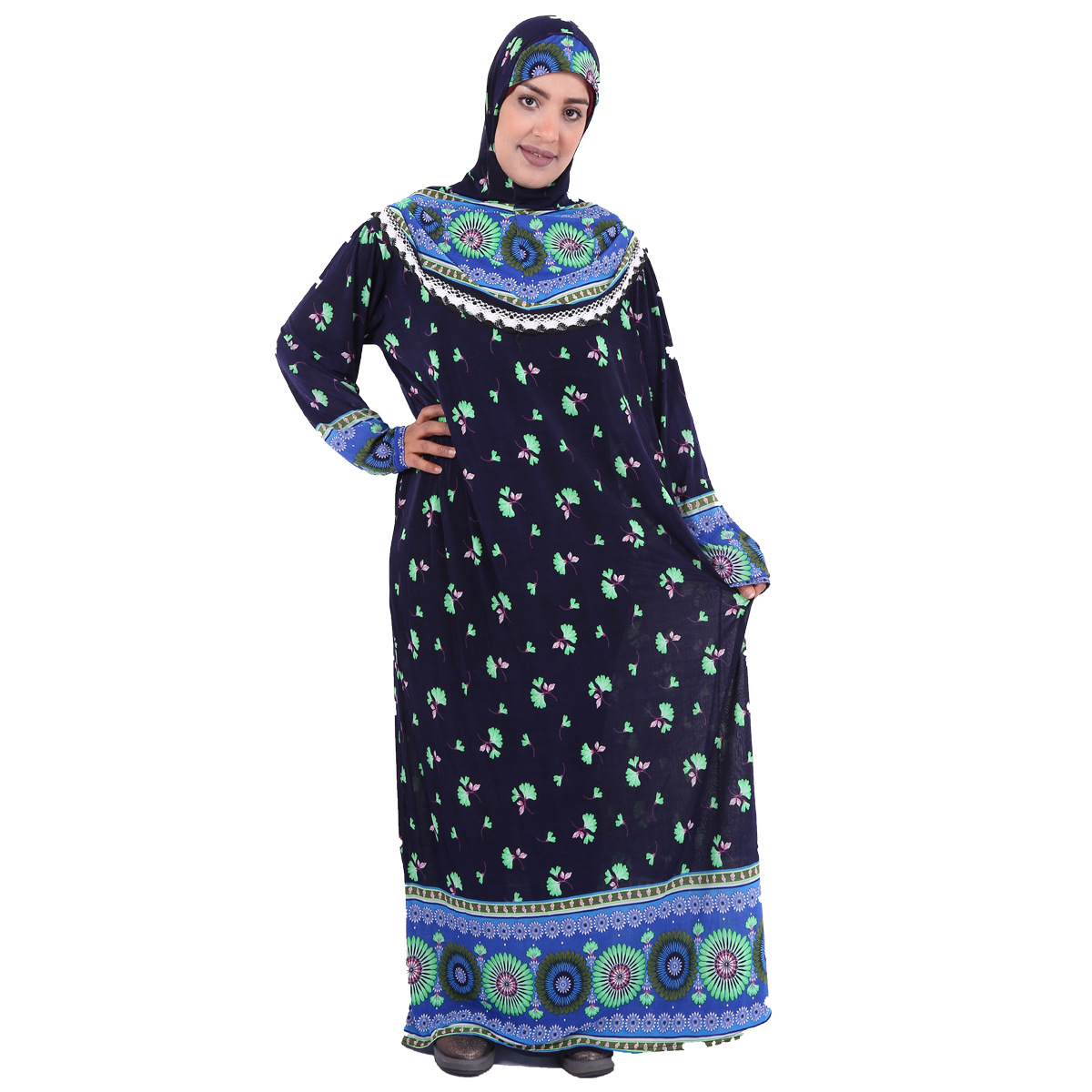 SL20618义乌阿拉伯服装工厂批发伊斯兰祈祷女士长袍 花布袍详情图4