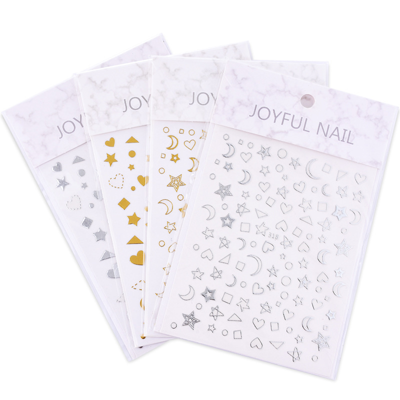 New Instagne-style star and moon nail stickers, Japanese and Korean waterproof and long-lasting gold-embossed 3d nail stickers and nail decals Item Picture
