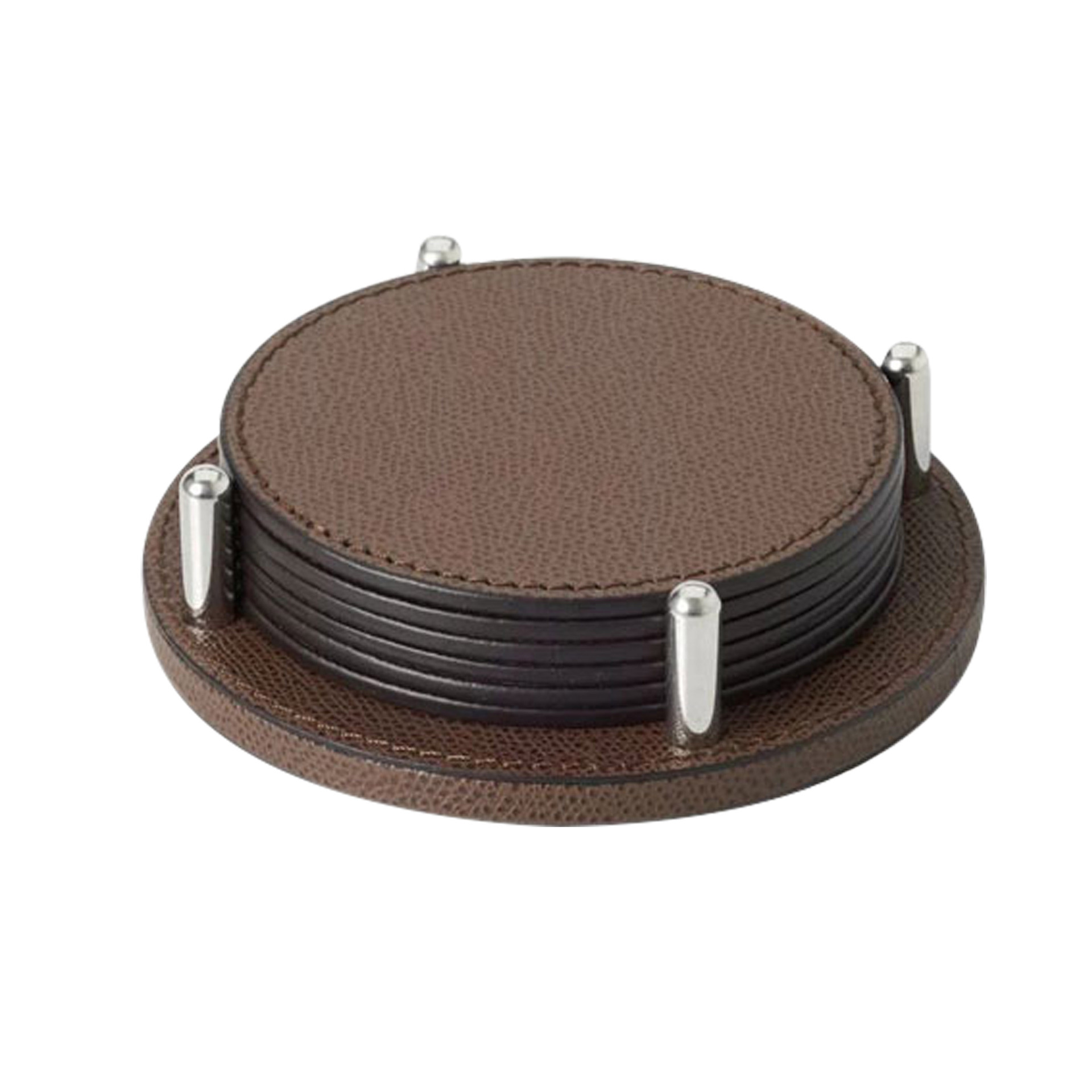 Creative Round Leather Coasters, Pu Imitation Leather Heat-Insulating Tea Coasters, Business Club Coffee Mats, 4-Piece Set