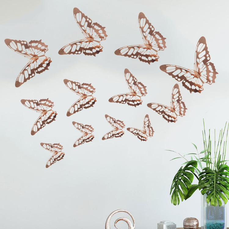 3D Hollow Three-Dimensional Butterfly Wall Paste Home Simulation Double-Sided Decoration Butterfly Party Scene Layout Cake Decoration Application Scenario