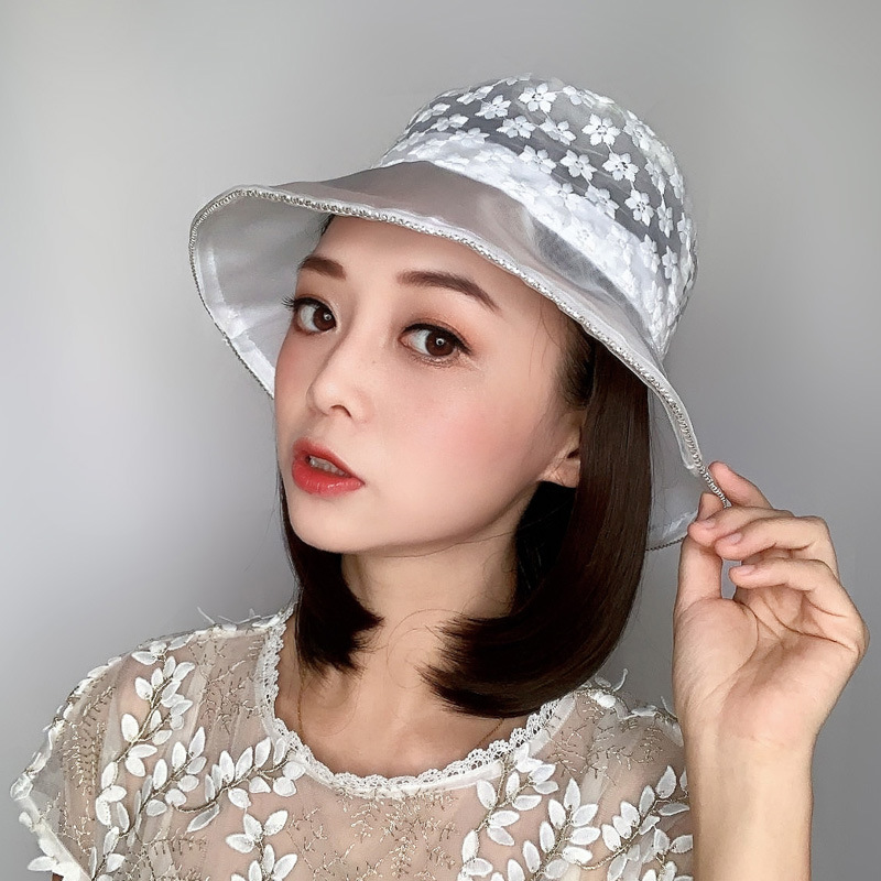 Summer new hat integrated wig fragrant wind pearl lace fisherman hat wig hat can be removed long straight hair details Picture