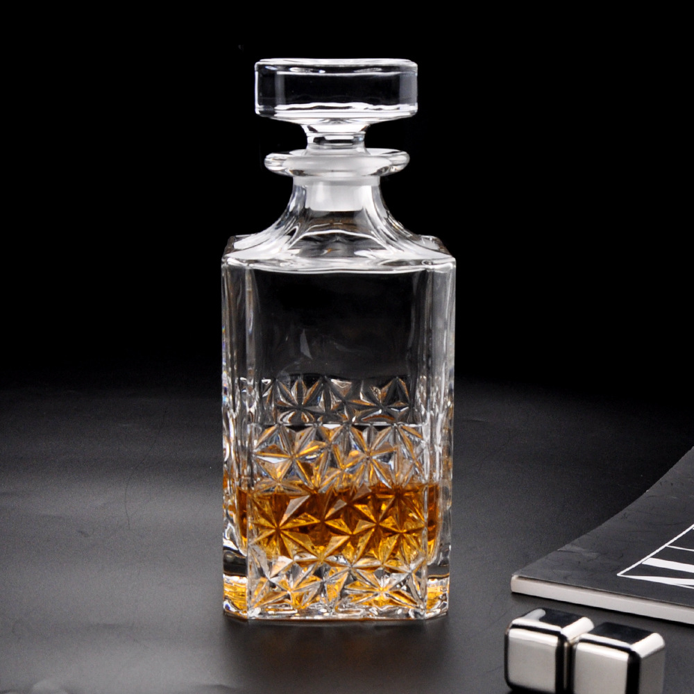 750Ml Decorated Crystal Glass Empty Wine Bottles Thickened Whiskey Wine Bottles Specification drawing