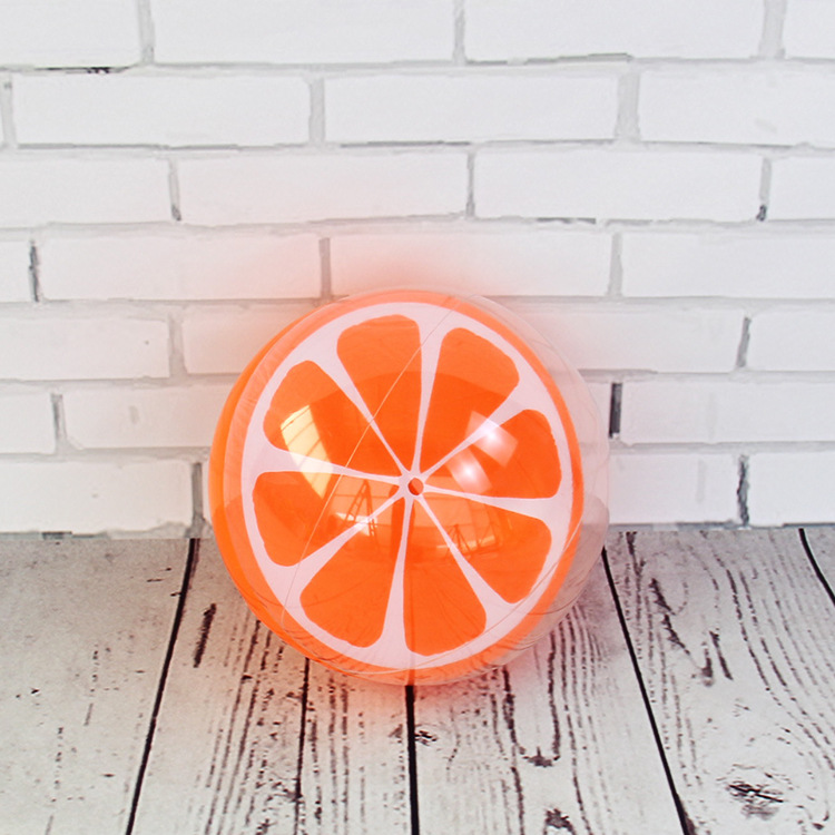 虹雨® 外贸厂家定制柠檬沙滩球 3D立体球pvc充气球橘子水果球橙子透明球详情图4