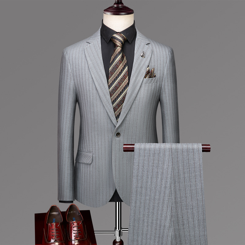 Men's three-piece suit, business casual suit, professional formal attire, best man's suit, groom's wedding dress details Picture