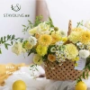 Yuanyang wood chip hand-woven single-handle hand-held flower basket, flower arrangement basket, home storage basket, hanging basket, picnic basket details Picture