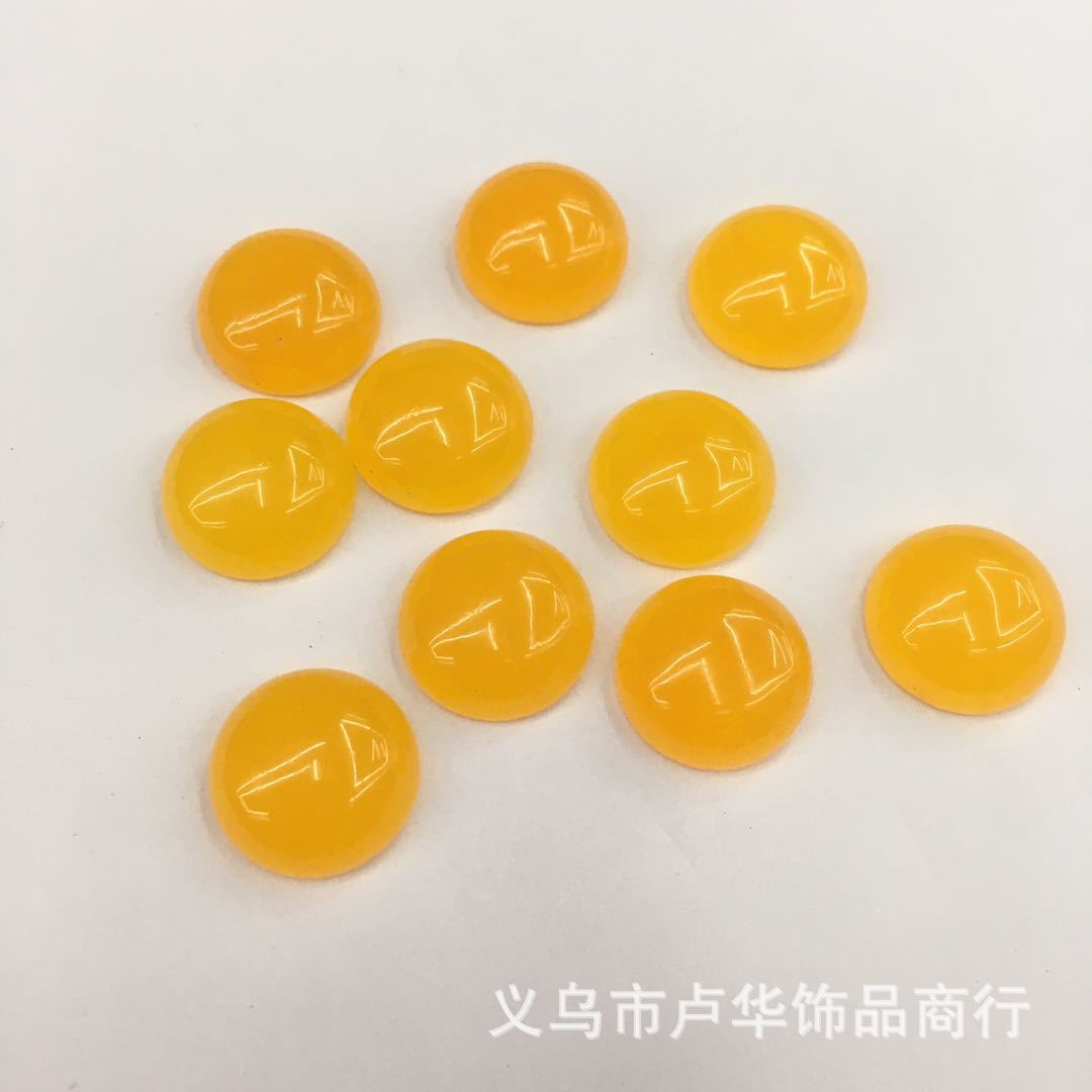 Cross-border direct sales of yellow jade Sui round ring face semi-precious stones, European and American fashionable agate bare stone gemstone jewelry accessories wholesale Item Picture