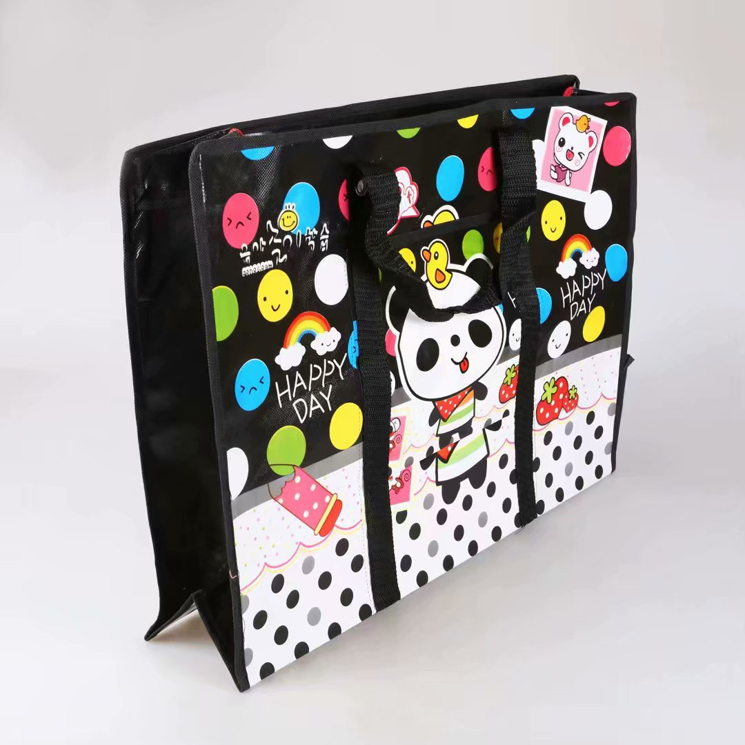 New woven bag cartoon lovely panda non-woven bag household dustproof quilt bag manufacturers wholesale moving duffel bag thumbnail