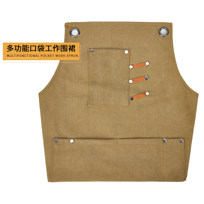 shanilak   帆布手工工作围裙修身长款围布裙咖啡师美发师餐厅男女通用工作服