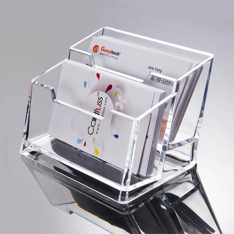 Transparent single-layer plastic business card holder, exhibition business desktop business card box, simple double-layer and triple-layer business card stand Specification image