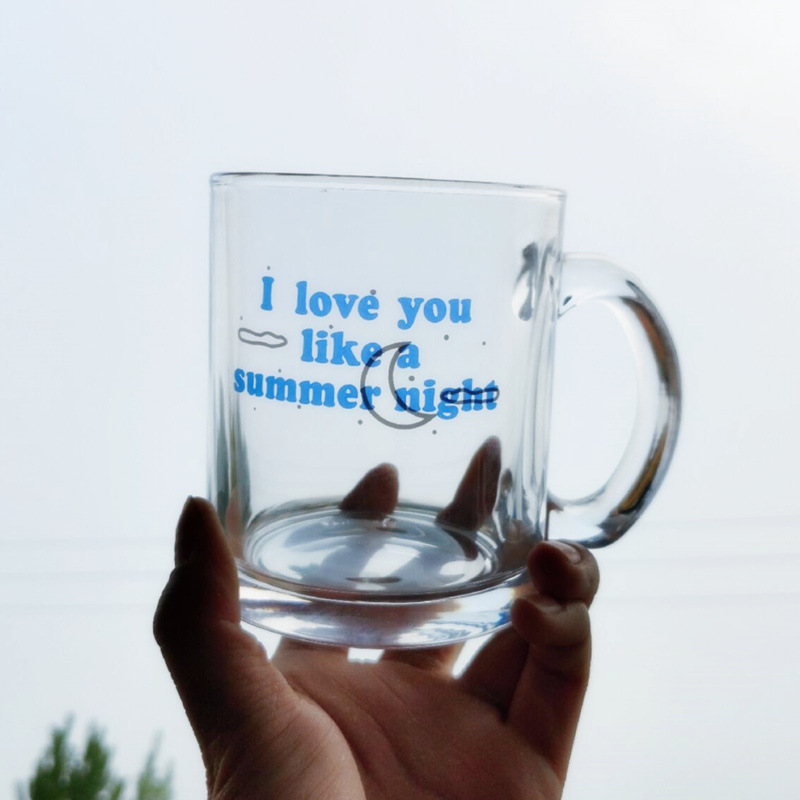 我像夏夜一样爱你 ins网红玻璃水杯牛奶咖啡杯早餐杯家用马克杯