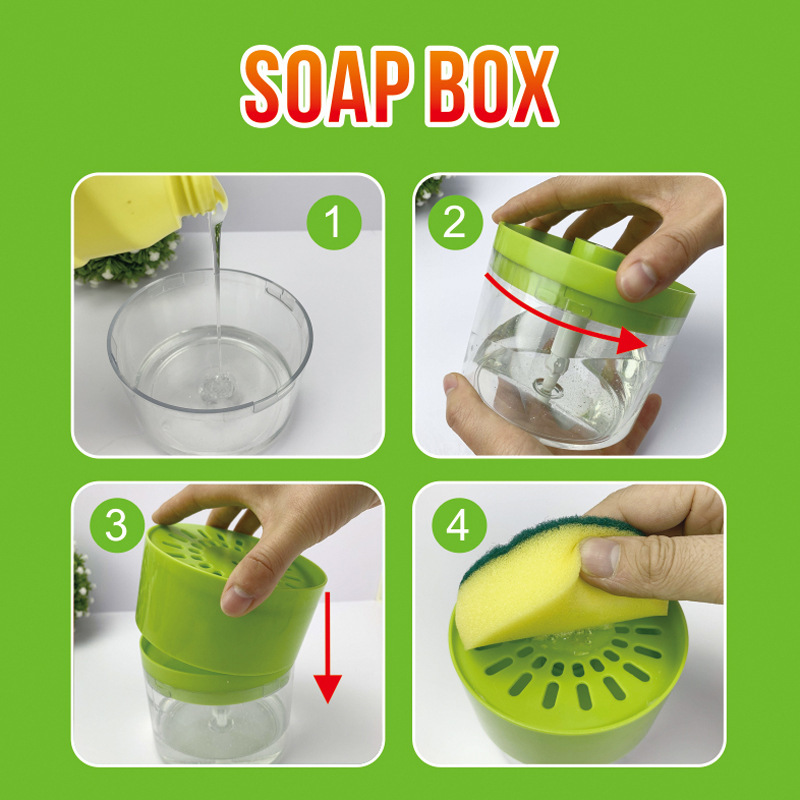 Press the sponge soap dispenser with a 500ML scouring pad dispensing box Specification image