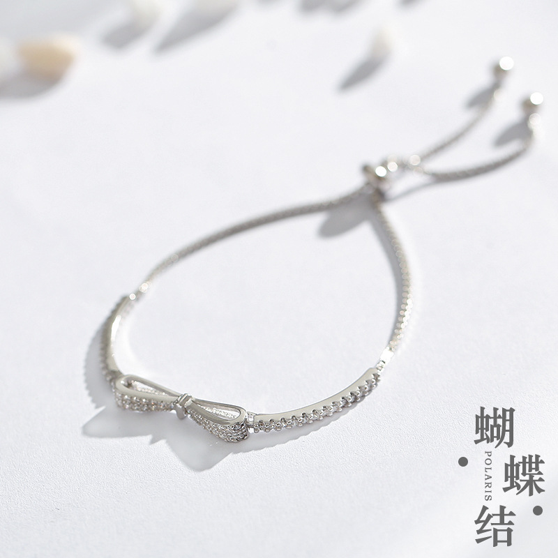 925银蝴蝶结手链 女新款韩版简约风学生闺蜜礼物森系手饰