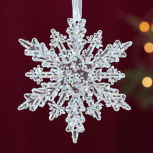 圣诞树装饰品挂饰塑料透明亚克力雪花片冰凌鹿圣诞节装饰挂件场景