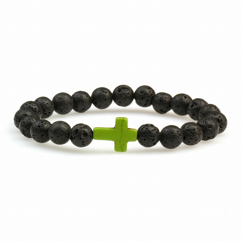 Europe And The United States Cross-Border Foreign Trade Amazon Hot Selling Cross Turquoin Bracelet Jewelry Lava Lava Stone Bracelet For Men And Women Couples Gift Manufacturers Wholesale Item Picture